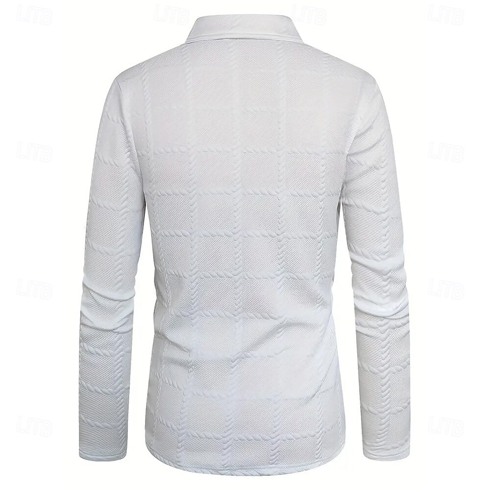 Herren Golfshirt Arbeit Lässig Revers Langarm Mode Bequem Einfach Knöpfe Frühling & Herbst Cachi scuro Schwarz Weiß Marineblau Militßrgrün Grau Golfshirt 2025 - $21.99 –P7