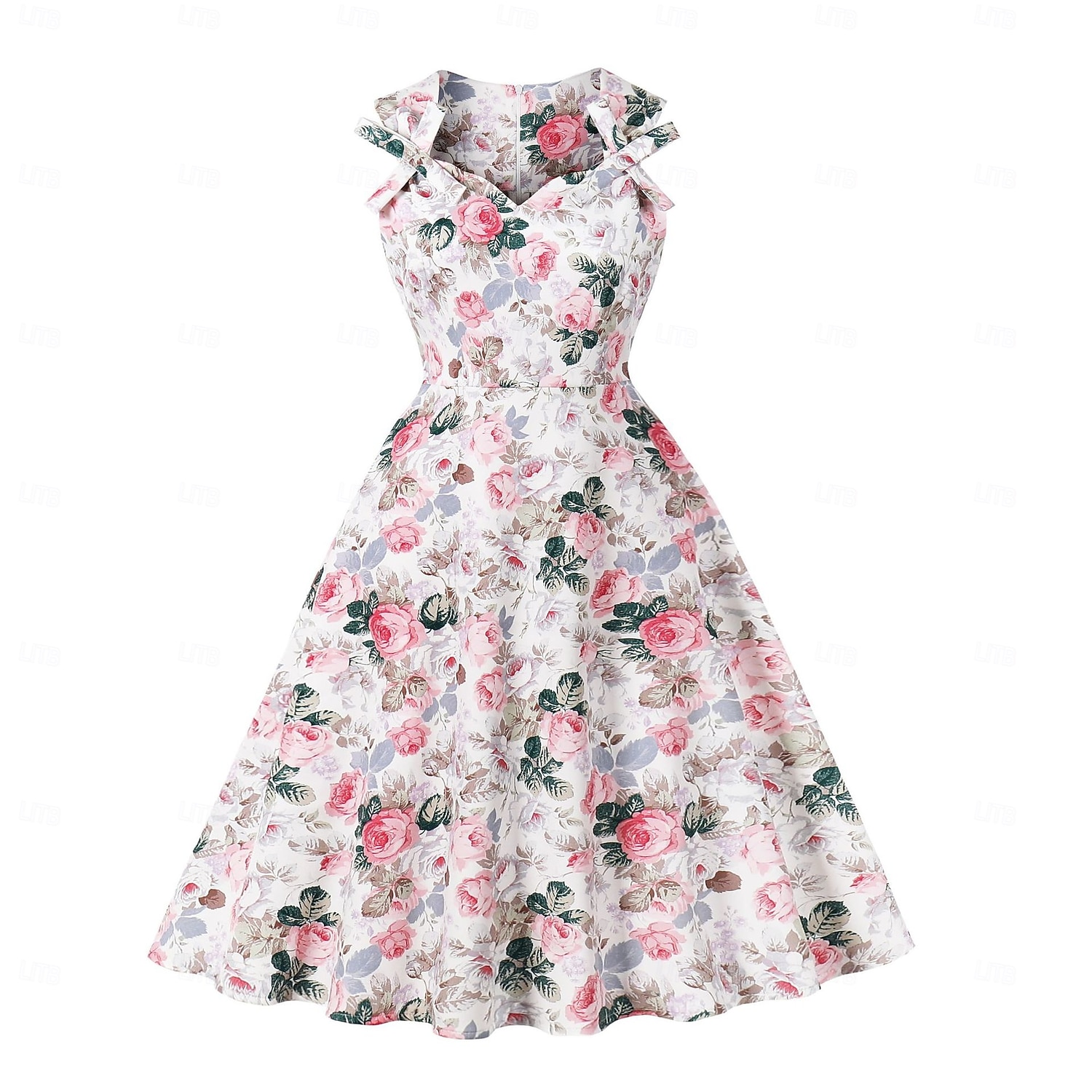 Retro / vintage 1950-luku rockabilly Keskipäivä Swing -mekko Flare mekko Istuvuus ja levennys Kukka Naamiaispuku Naisten Naamiaiset Loma Kausaliteetti Retro-teemaiset juhlat Aikuiset Leninki Kevät 2026 - $34.99 –P1