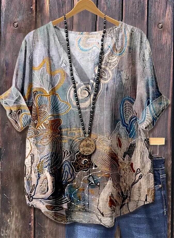 Női Boho ing Elegáns Csehország Aktív V-alakú Napi Szabadság Strandruházat Arcpír rózsaszín Rubin Medence Barna Nyár Tavasz Ősz 2025 - $24.99 –P3