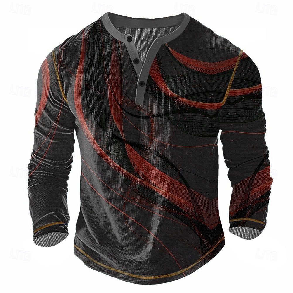 Per uomo Astratto Maglia Henley Maglietta a nido d'ape Manica Lunga Vintage Quotidiano Retrò Vintage Sport all'Aperto Casuale Ferie Primavera & Estate Tutte le stagioni Blu Giallo Verde Rosso Grigio del 2026 a $25.99 –P5