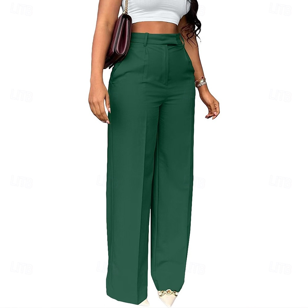 Per donna Gamba larga Pantaloni Eleganti Pantaloni Moda Lunghezza intera Naturale Semplice Tasche Laterali Comodo Traspirabilità Ufficio / Carriera Affari Nero Bianco Giallo Rosa Primavera Autunno del 2025 a $26.99 –P9