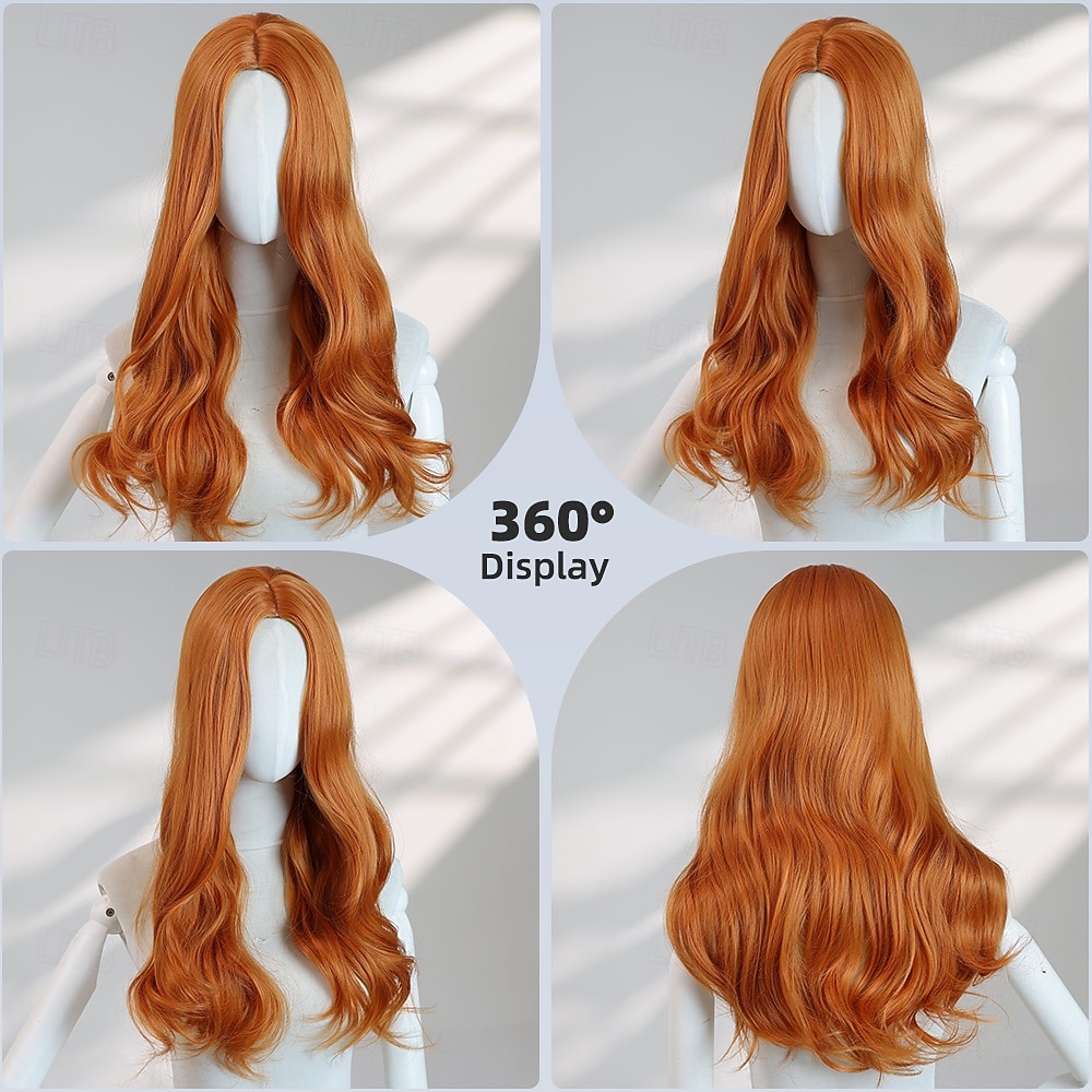20‑Inch Mid‑Length Orange Wavy Halloween Wig – Center Part, No Bangs, Heat‑Resistant Synthetic Hair for Cosplay & Photo Shoots 2026 - $31.99 –P8