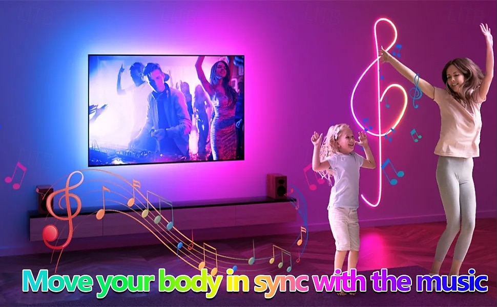 Bande lumineuse LED pour téléviseur, rétroéclairage LED de 5 m, pour téléviseur de 45 à 75 pouces, synchronisation musicale avec fonction Bluetooth - Bande lumineuse RVB à changement de couleur pour de 2025 ? $18.99 –P2