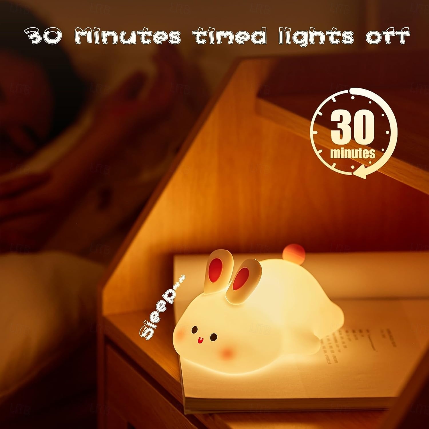 duża królicza lampka nocna, urocza lampka nocna z diodami LED w kształcie króliczka, silikonowa ściemnialna lampka nocna do pokoju dziecięcego dla dziewczynek, silikonowe ładowalne lampki nocne 2026 - $28.99 –P4
