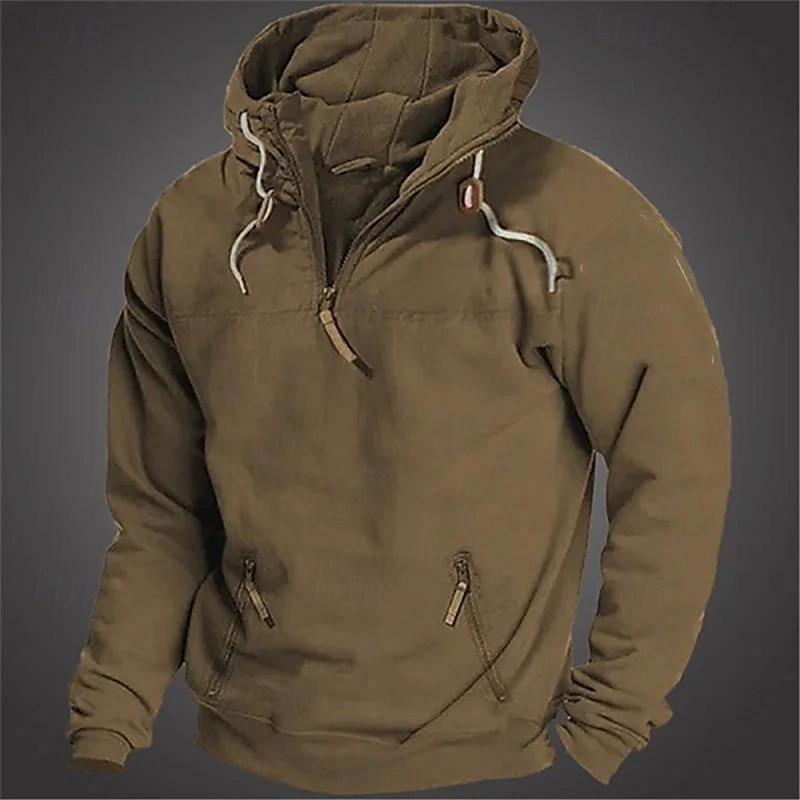 Homme Sweat à capuche Sweat à capuche quart zippé Sweat à capuche tactique militaire Noir Vert Véronèse bleu marine Chameau À capuche Uni Poche Avant Quart de zip Sport & Loisir Occasionnel Quotidien de 2025 ? $26.99 –P3