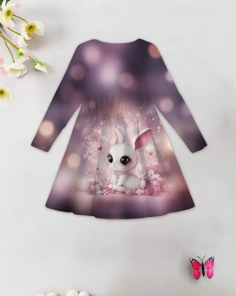 Tyttöjen 3D Kani Mekko Pitkähihainen Kesä Kevät Loma Päivittäin Pyhäpäivä Prinsessa Kaunis Makea Lapset 4-12 vuotta Rento mekko A linjainen mekko Polvipituinen Normaali 2025 - $16.99 –P4
