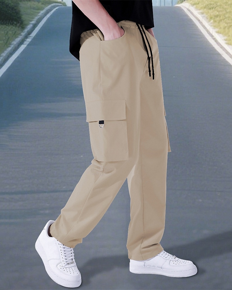 Per uomo Pantaloni Cargo Pantaloni Elastico in vita Coulisse Multi-tasche Semplice Mimetico Indossabile All'aperto Quotidiano Campeggio & Escursionismo Moda Classico Nero Verde militare del 2025 a $18.99 –P17