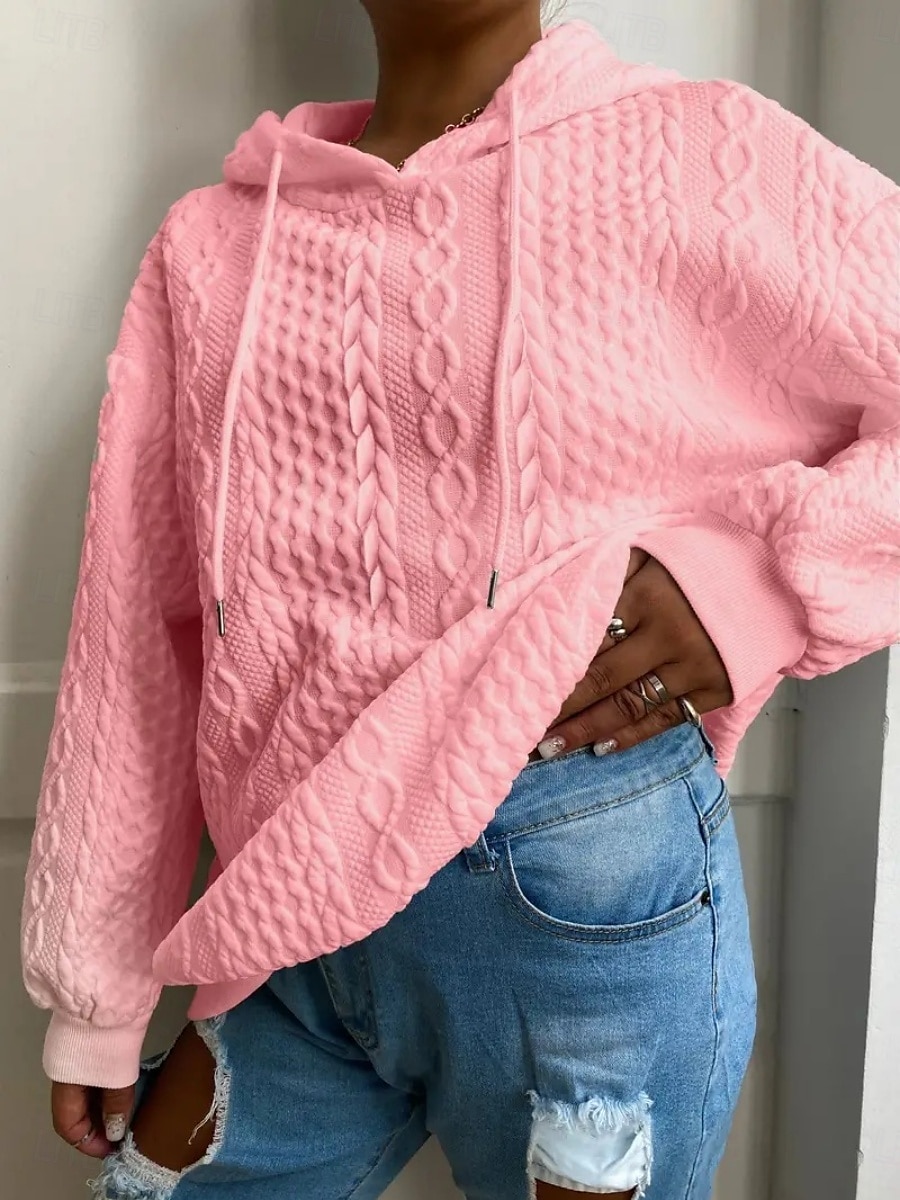 Femmes Sweat à capuche Uni Occasionnel manche longue À capuche Hauts Réguliers Rue Tenue Quotidienne Noir Blanche Rose Claire Rouge Bleu Automne Hiver de 2025 ? $27.99 –P2