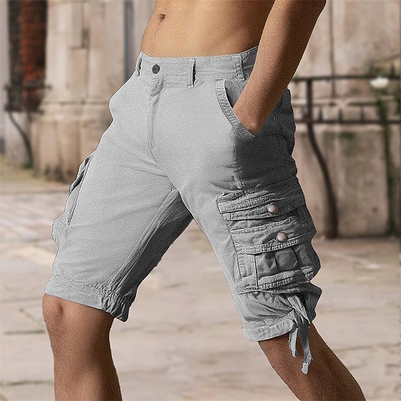 Per uomo Pantaloni capri Pantaloncini cargo Pantaloncini Estivi Multi-tasche Tasca con Patta Semplice Comodità Indossabile Lunghezza al polpaccio Quotidiano All'aperto Sport Moda Casual Cachi Nero del 2026 a $31.99 –P6
