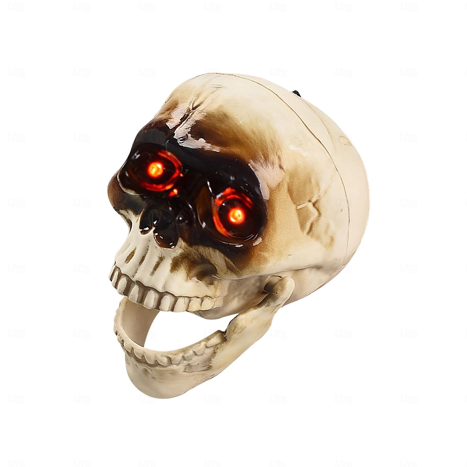 2025年 ハロウィーンの電動スカルヘッド。サウンドコントロールセンサーが光り、怖い口が開いていて、いたずらや飾りとして吊り下げられます。  コレクション – $18.99 –P10