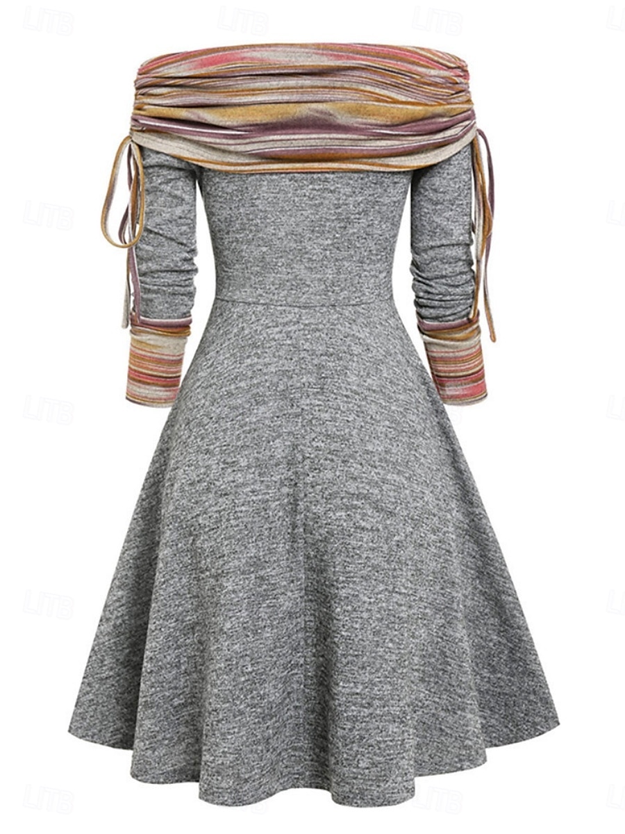 Damen Minikleid A Linie Kleid Lässig Täglich Normale Passform Karomuster Langarm Schulterfrei Schwarz Rote Marineblau Königliches Blau Frühling Herbst Winter 2025 - $31.99 –P3