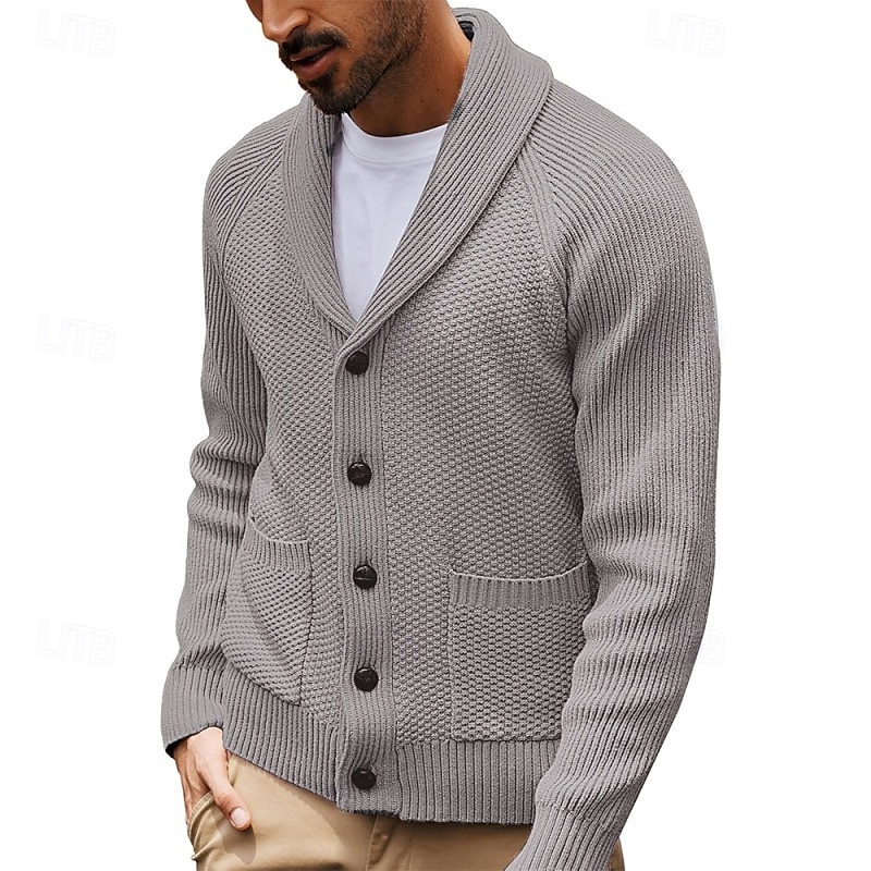 Herren Pullover Kleid Pullover Strickjacke Reißverschluss-Pullover Strickpullover Gerippt Stricken Normale Oberteile Gestrickt Gerippt Einfach Schalkragen Mode Schals Lässig Alltagskleidung Bekleidung 2025 - $42.99 –P7