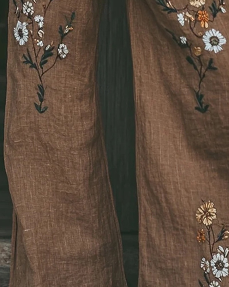 Mujer Perneras anchas Pantalones Pantalones palazzo Moda Ropa de calle Longitud total Alta cintura Flor Correa Cintura elástica Estampado Transpirabilidad Cómodo Calle Ropa Cotidiana Noche Marrón 2026 - $24.99 –P3