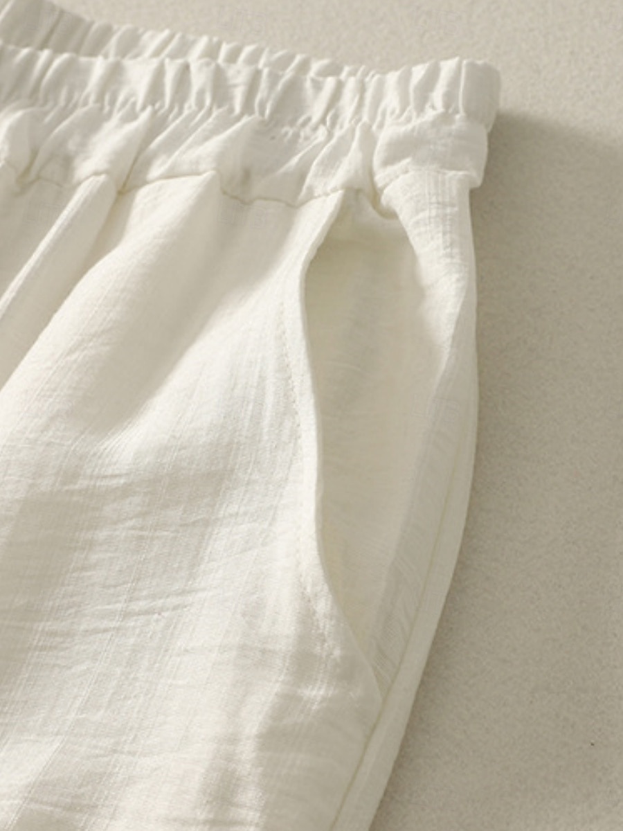 Damen Hose aus Baumwollleinen Chinos Ethno-Stil Basic Lässig Volle Länge Hohe Taille Blumen Bestickt Tasche Elastischer Bund Komfort Außenbereich Mikroelastisch Urlaub Straße Täglich Khaki Beige 2025 - $30.99 –P9