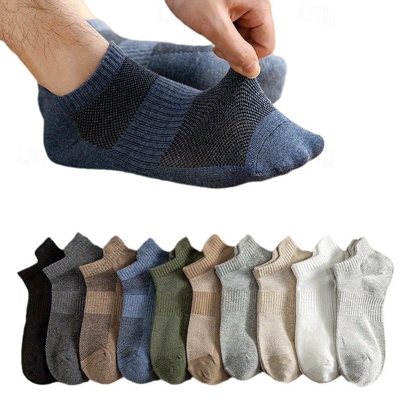 Herr 10 par Multipack Socka Löparstrumpor Vardagliga strumpor Svart Vit Färg Slät Semester Sport & Utomhus Dagligen Grundläggande Medium Vår Höst Mode Ledigt 2025 - $5.99 –P6