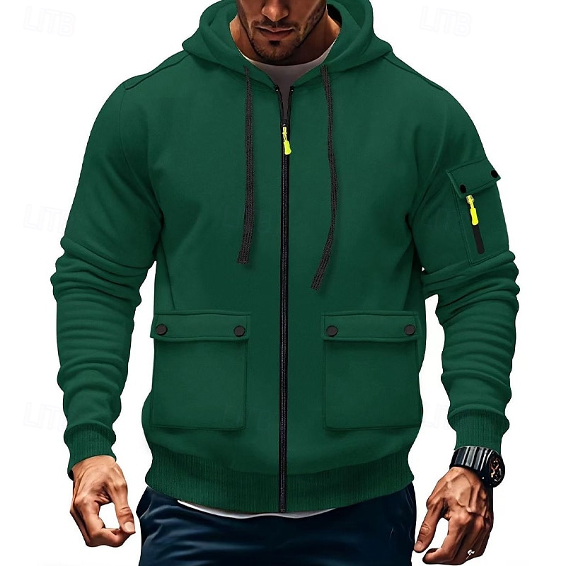 Per uomo Felpa con cappuccio Felpa con cappuccio in pile Felpa con cappuccio tattica Nero Bianco Vino Verde militare Rosso Con Cappuccio Semplice Tasca Sport & Outdoor Casuale Quotidiano Streetwear del 2025 a $27.99 –P13
