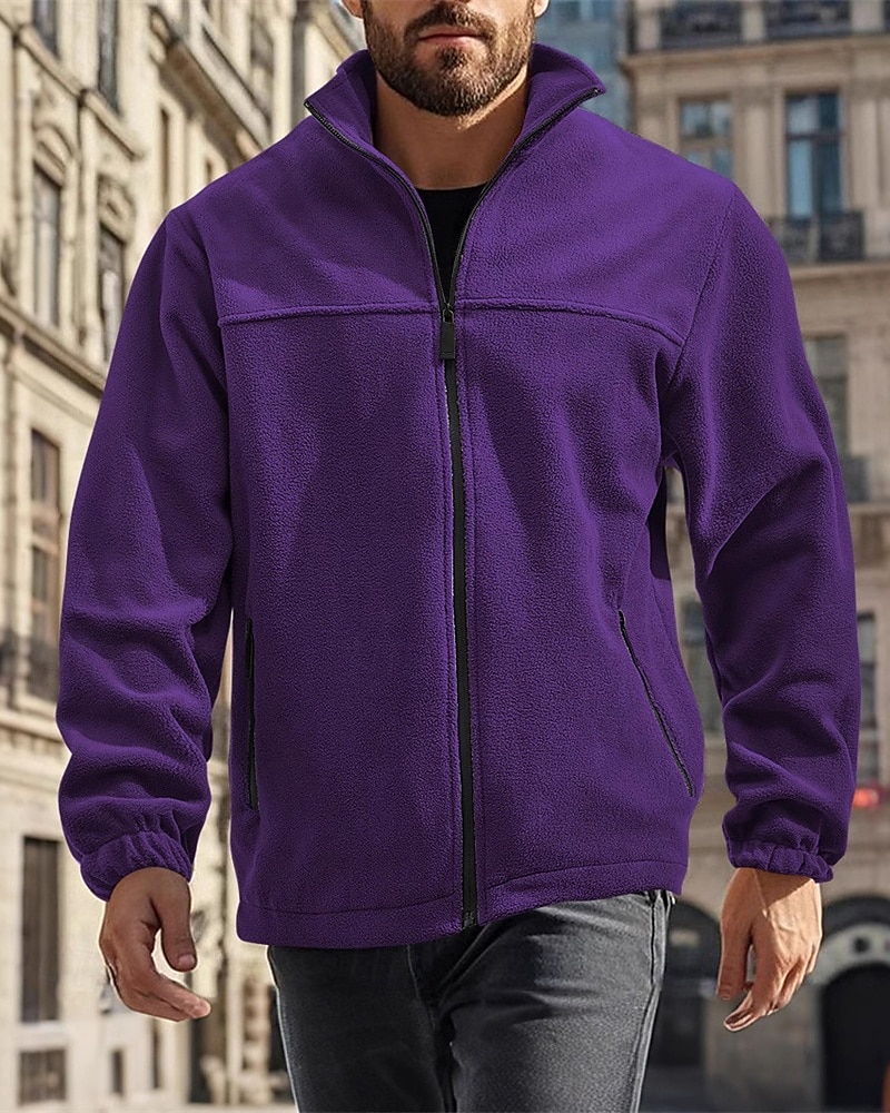 Bărbați Hanorca Fleece Polar Jachetă din lână Hanorac cu fermoar complet Negru Mov Portocaliu Gri Deschis Gri Închis Guler în picioare Simplu Buzunar Sporturi & Exterior Zilnic Concediu Poliester Șic 2025 - $32.99 –P6