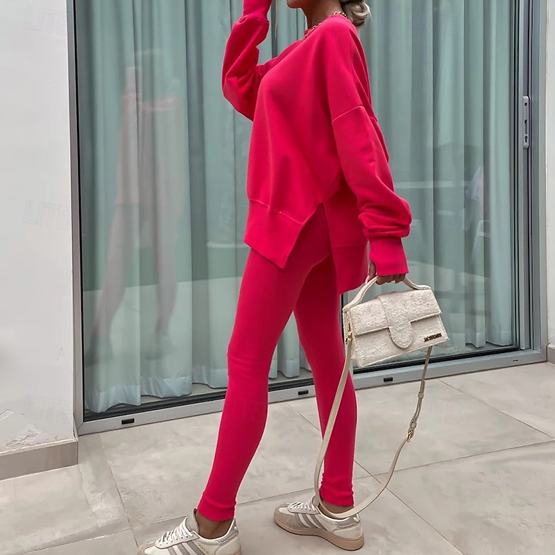 Dámské Tepláková souprava Mikina s kapucí Legíny na běhání Rozparek Jednobarevné Celotělové oblečení Jaro Podzim Černá Růžová Tělocvična Výcivk Běh Vysoký pas Větruvzdorné Lehká váha Odvod vlhkosti 2026 - $34.99 –P15