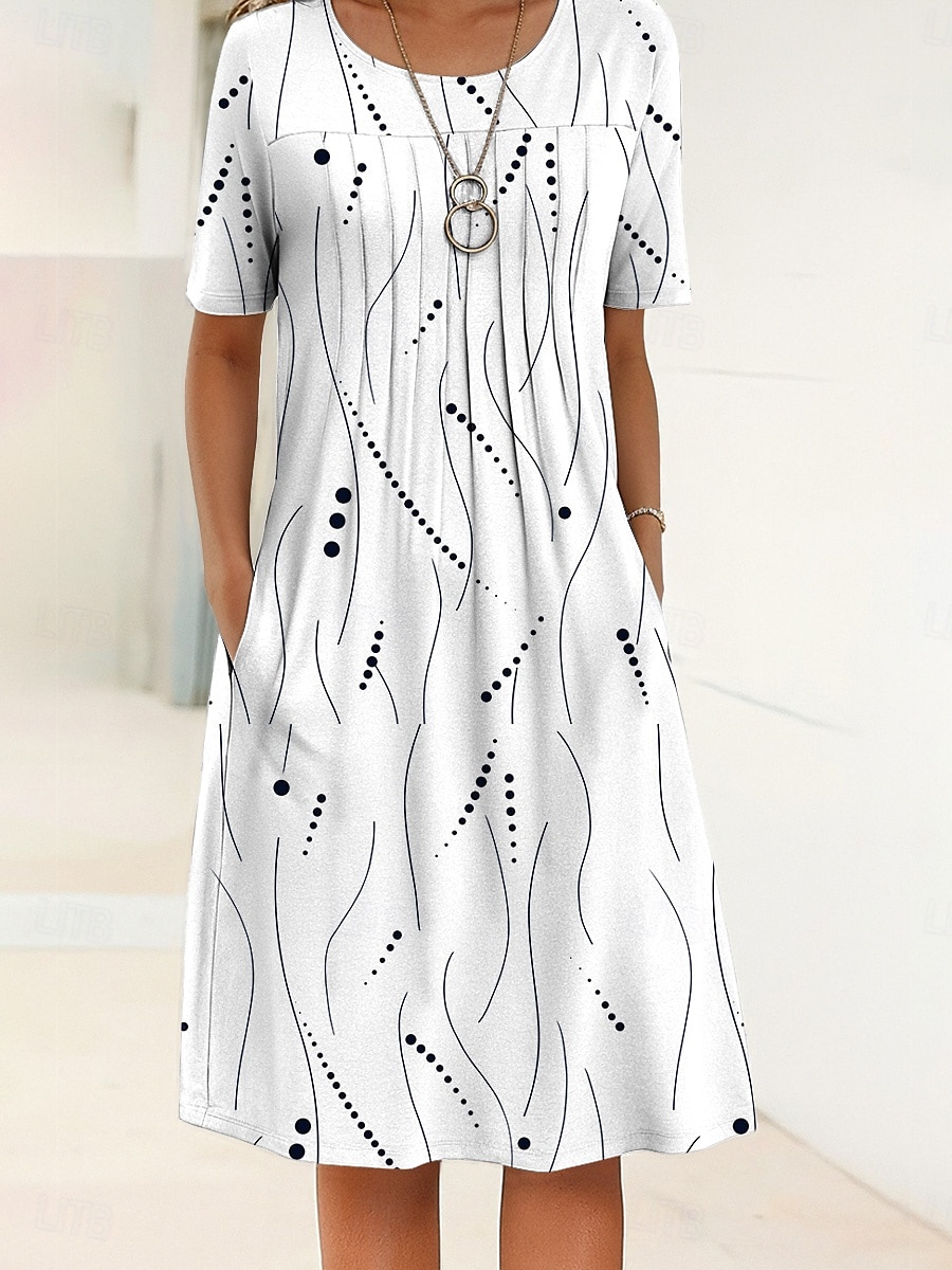Damen Midikleid Shiftkleid Sommerkleid Urlaub Lässig Täglich Normale Passform Blumen Grafik Abstrakt Halbarm Rundhalsausschnitt Weiß Blau Himmelblau Hellgrau Sommer Frühling 2025 - $31.99 –P1