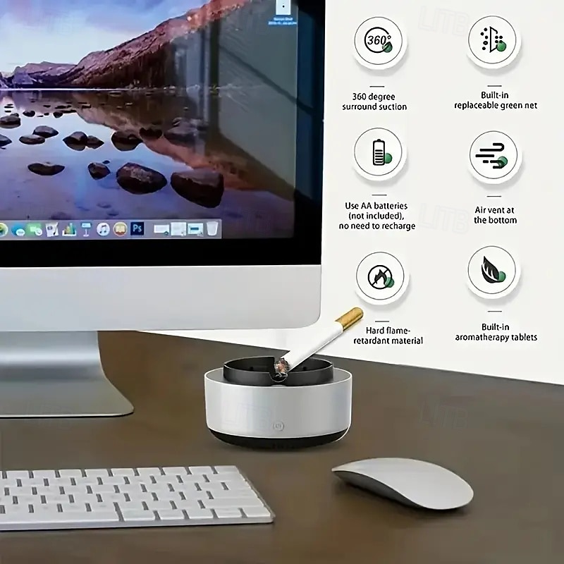 2-in-1 Smart Smokeless Ashtray Instantly Removes The Smell And Odour Of Second-hand Smoke Suitable For Home Office Outdoor Household Appliances Holiday Gifts 2025 - $19.99 –P2