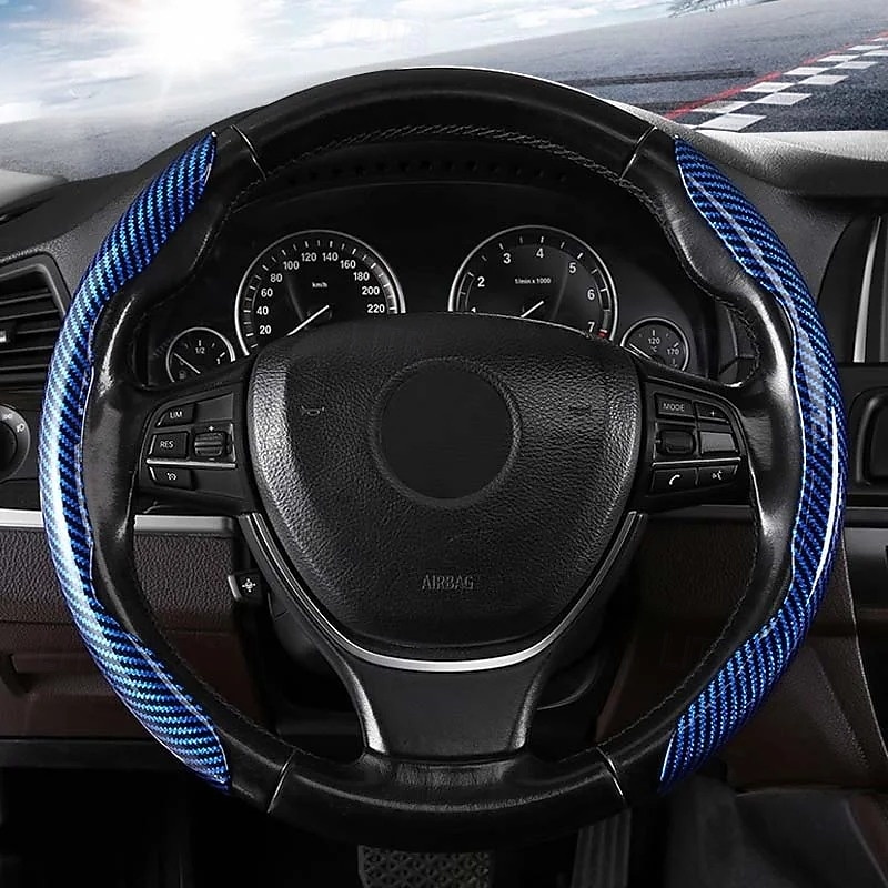 Funda antideslizante de silicona y fibra de carbono para volante de coche, ajuste universal, elegante, antideslizante, con agarre suave, para la decoración interior del coche y un cómodo accesorio de conducción. 2026 - $19.99 –P13