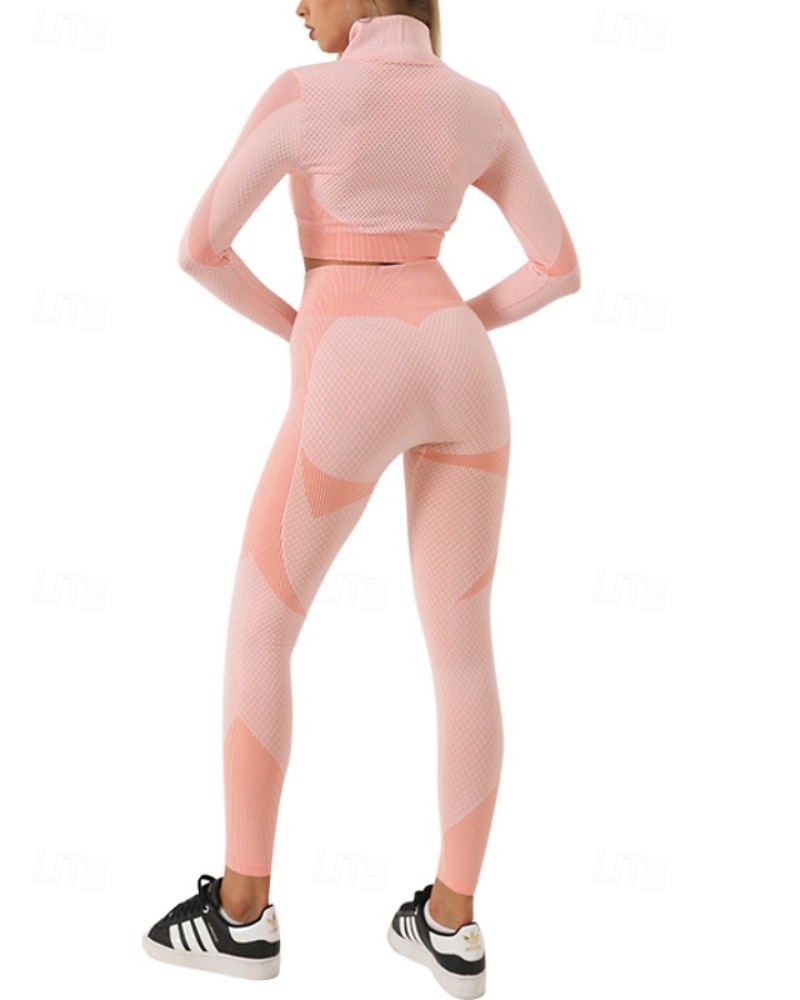 Mujer 2 Piezas Conjunto deportivo de yoga Conjuntos para estar en casa Otoño Retazos Bloque de color Trajes de Yoga Ejercito verde Negro Entrenamiento de gimnasio Alta cintura Secado rápido Eslático 2025 - $35.99 –P10