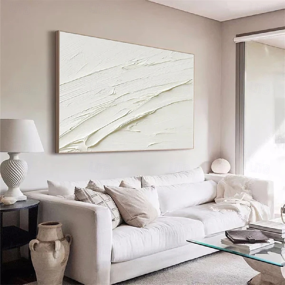 White abstract oil painting hand painted  white 3D wall art oil painting large abstract painting handmade  modern minimalist painting textured abstract oil painting wall art pattle knife morden art 2025 - $108.99 –P5