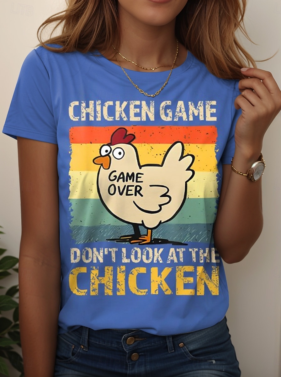 ziua Recunoștinței Pentru femei Tricou Grafic Animal Cocoș Epocă Stilat Clasic Manșon scurt Stil Nautic Rotund Topuri obișnuite Zilnic Sfârșit de săptămână Imprimeu Negru Alb Roz Îmbujorat Albastru 2025 - $19.99 –P3
