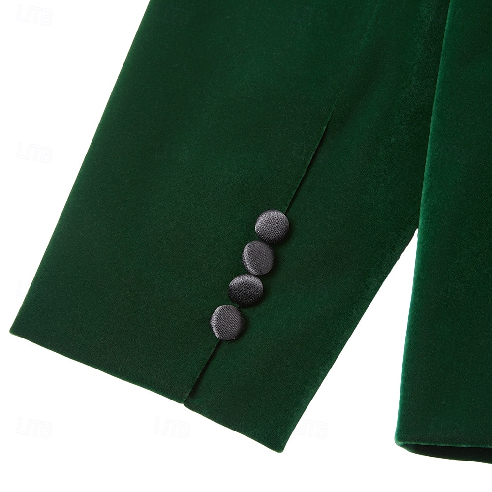 Men's Velvet Blazer Jacket Tuxedo Christmas Vintage Solid Colored Blazer Red Green Standard Fit 2025 - $79.99 –P9