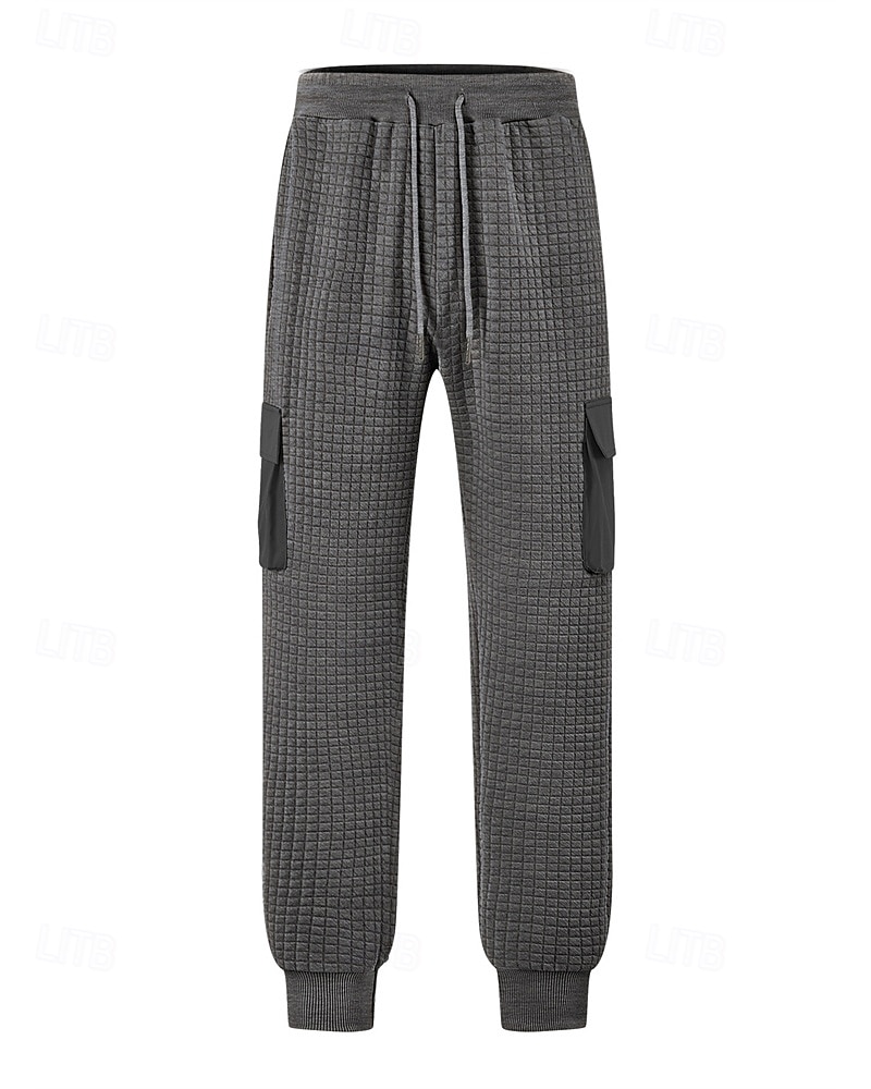 Men's Cargo Sweatpants Sweatpants Joggers Trousers Waffle Pants Drawstring Elastic Waist Multi Pocket Plain Comfort Daily Sports Outdoor Fashion Casual Wine Khaki Micro-elastic 2026 - $21.99 –P3