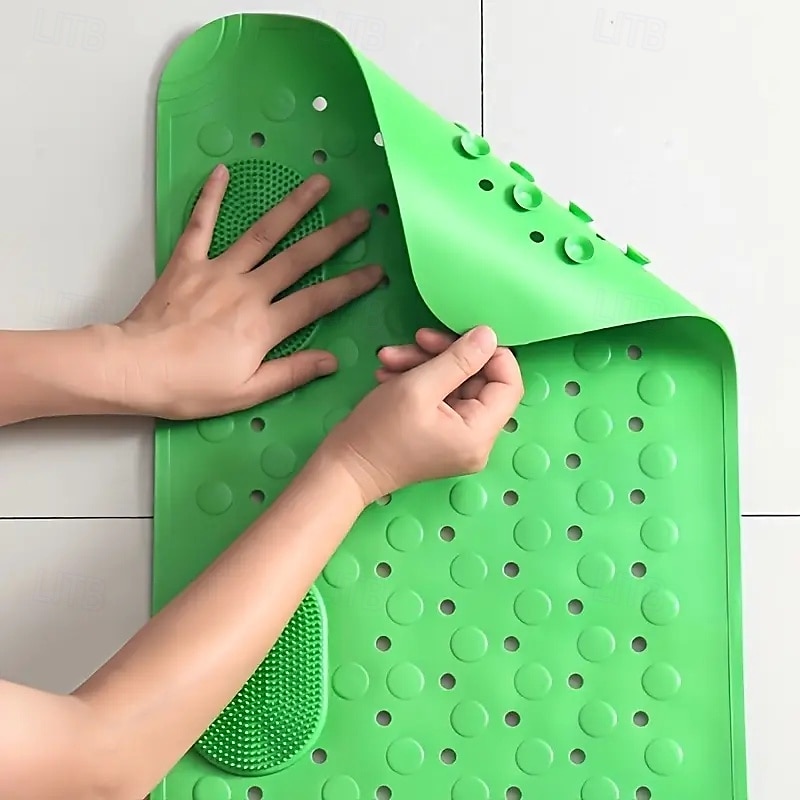 Tappetino da bagno antiscivolo con fori di drenaggio, comodo tappeto da doccia massaggiante, design rettangolare tinta unita per la casa &uso alberghiero del 2025 a $6.99 –P10