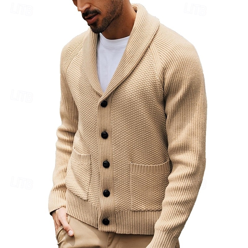 Herren Pullover Kleid Pullover Strickjacke Reißverschluss-Pullover Strickpullover Gerippt Stricken Normale Oberteile Gestrickt Gerippt Einfach Schalkragen Mode Schals Lässig Alltagskleidung Bekleidung 2025 - $42.99 –P5