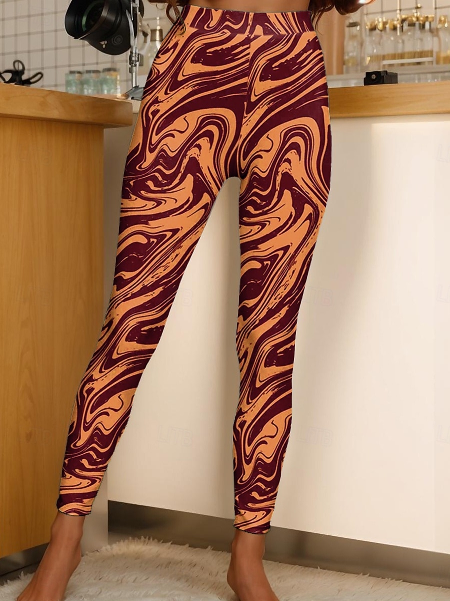 Femmes Leggings Vacances ancien Mode Longueur cheville Taille haute Graphique Abstrait Impression Doux Respirant Élastique Quotidien Extérieur Fuchsia Marron violet foncé Printemps Automne Hiver de 2026 ? $21.99 –P3