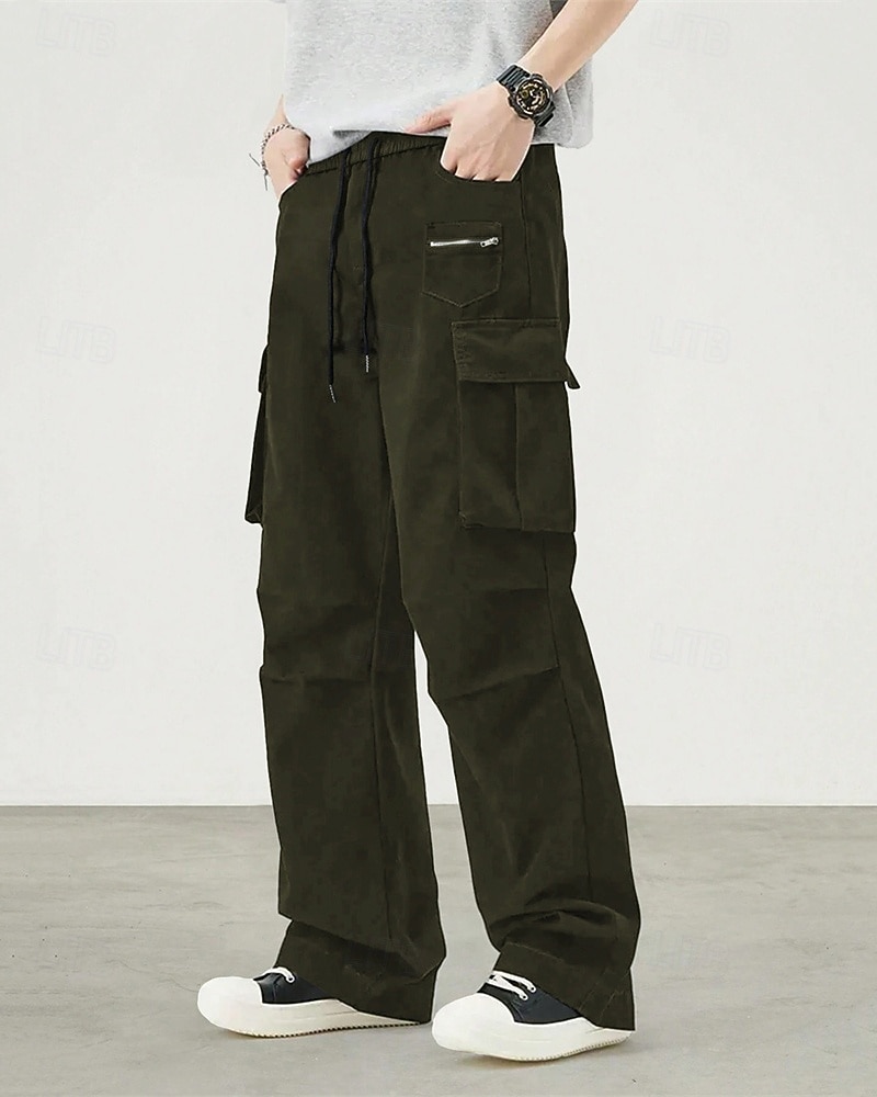 Męskie Spodnie cargo Spodnie Ściągana na sznurek Elastyczny pas Multi Pocket Równina Zdatny do noszenia Codzienny Na zewnątrz Kemping i wycieczki Moda Klasyczny Czarny Zieleń wojskowa 2026 - $24.99 –P9