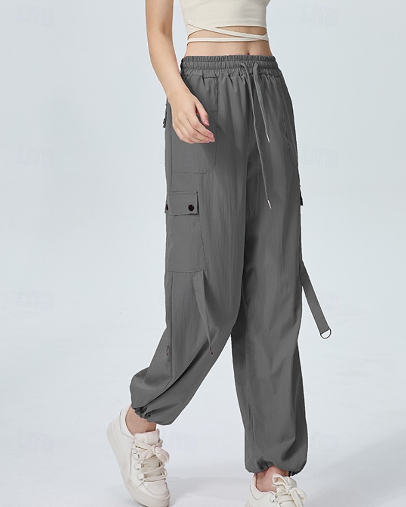 Femmes Pantalons Cargo Slacks Streetwear Occasionnel Longueur complète Naturel Uni Avec Poches Conception à cordon élastique Doux Tenue quotidienne Week-end Noir Rouge Fuchsia Gris argenté Automne de 2025 ? $22.99 –P6
