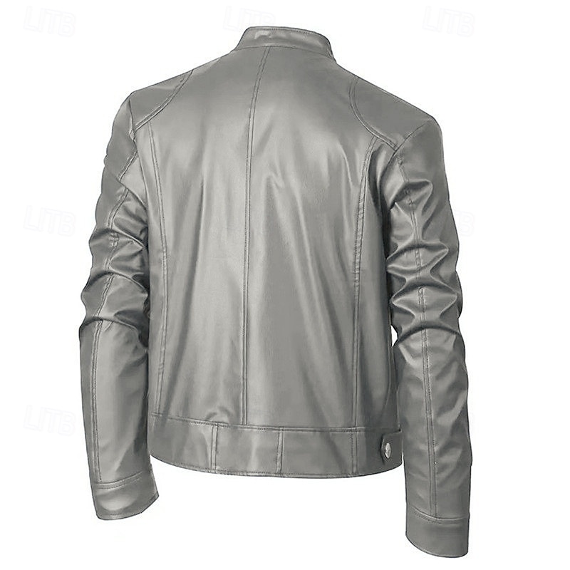 Homme Veste en Similicuir Veste moto Blouson de Moto Vacances Quotidien Coupe-vent Chaud Fermeture éclair Automne Hiver Uni Mode Classique Col montant Régulier Noir Rouge Bleu Roi Bleu Vert foncé de 2025 ? $44.99 –P16