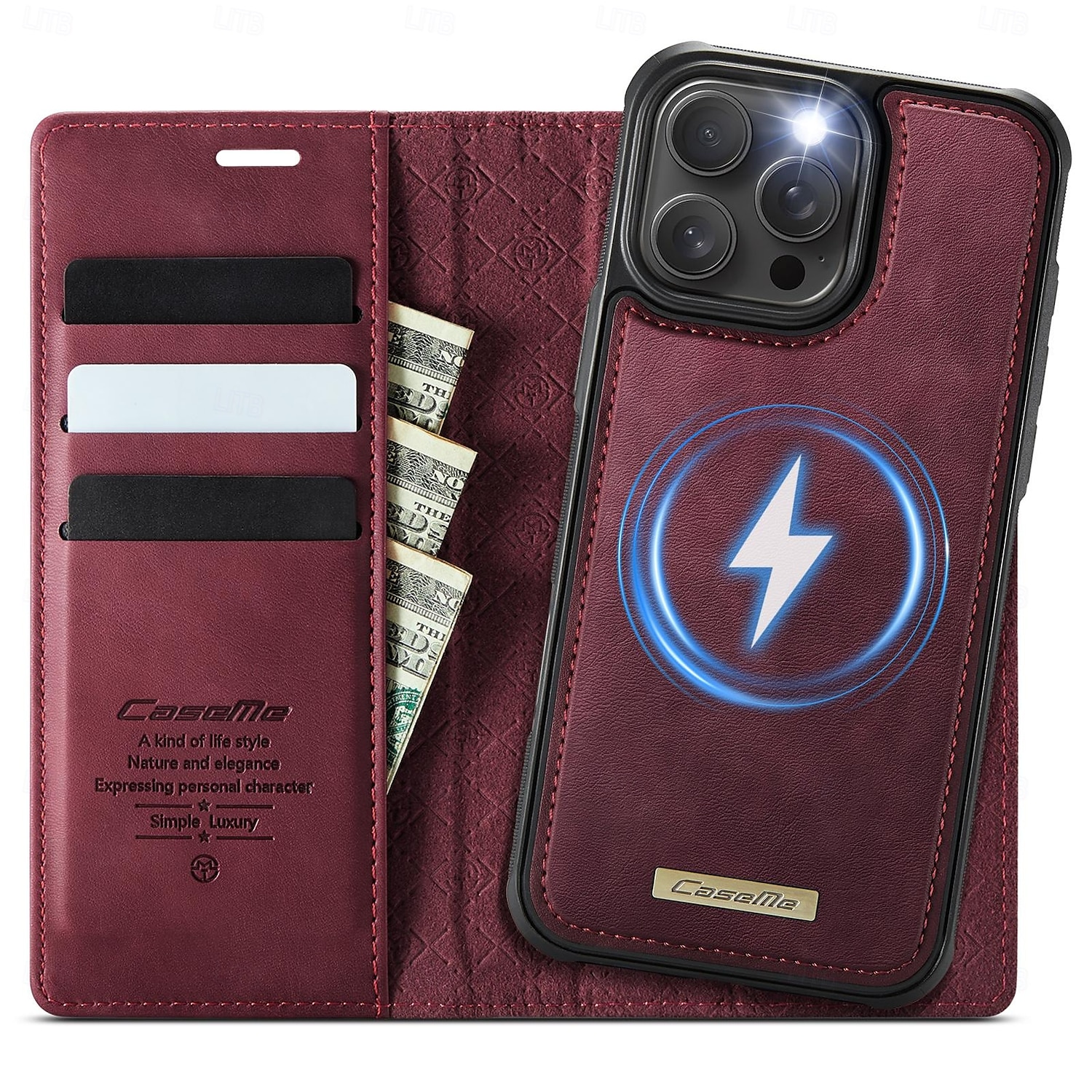 Phone Case For iPhone 16 iPhone 15 iPhone 14 13 12 11 Pro Max Plus Flip Cover Detachable Magnetic Support Wireless Charging TPU PU Leather 2025 - $21.99 –P14