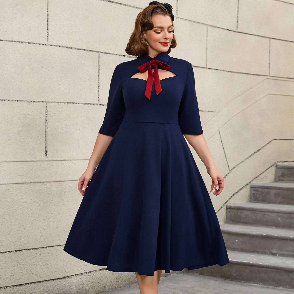 Retro Vintage 1950s Rockabilly Midi A Line Dress Flare Dress Plus Size A-Line Women's Vacation Homecoming Party & Evening Adults Dress Spring & Summer 2025 - $41.99 –P5