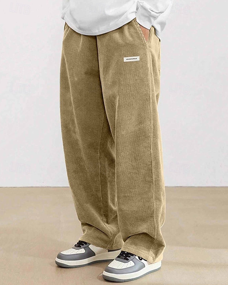 Homens Calças de Veludo Calças Calça casual Bolsos Cintura elástica Com Cordão Tecido Conforto Esportes Diário Moda Casual Preto Branco Micro-Elástica de 2025 por $26.99 –P1
