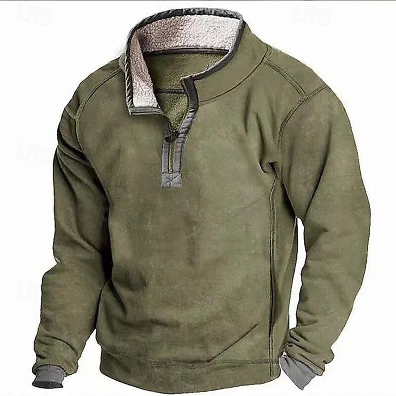 Homens Moletom Moletom de lã Moletom com zíper Preto Azul Verde Cáqui Cinzento Colarinho Clerical Tecido Zip Up Desportos e Ar livre Casual Diário Roupa de rua Legal Roupa de Esporte Outono & inverno de 2025 por $29.99 –P4