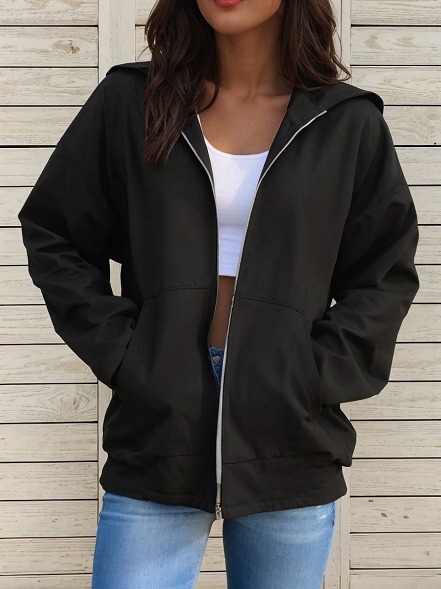 Per donna Felpe con cappuccio Semplice Attivo Etnico Casual Manica Lunga Con Cappuccio Top Regolari Casuale Ferie Con zip Cerniera Coulisse Nero Bianco Rosa Blu Verde Primavera Autunno del 2025 a $27.99 –P4