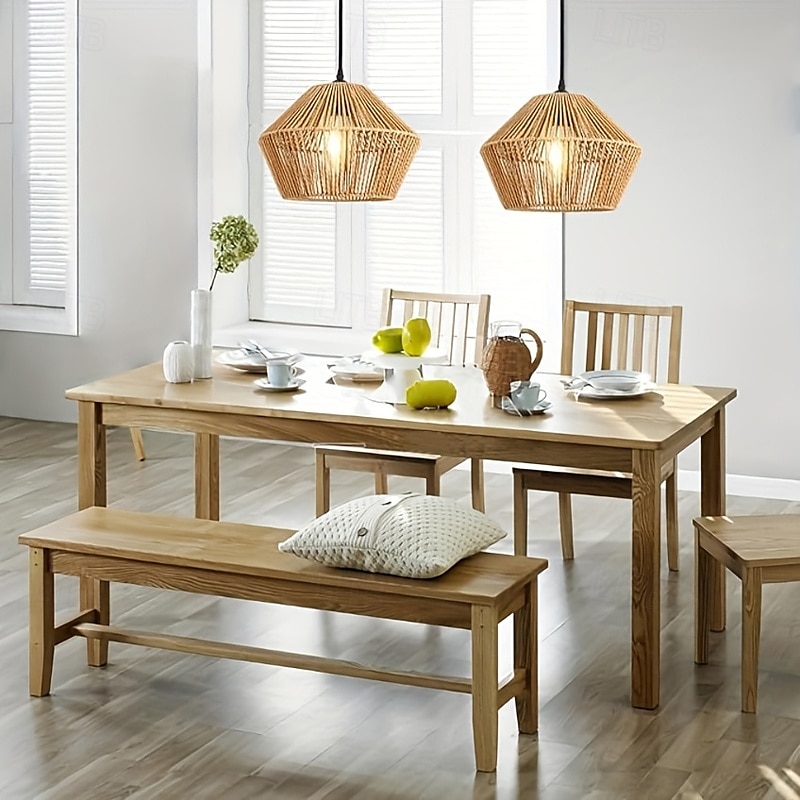 Lampada a sospensione in rattan, lampada boho con diametro 30 cm, paralume in rattan, lampada a sospensione vintage E27, intrecciata per soffitto per tavolo da pranzo, cucina, camera da letto, del 2025 a $101.99 –P2