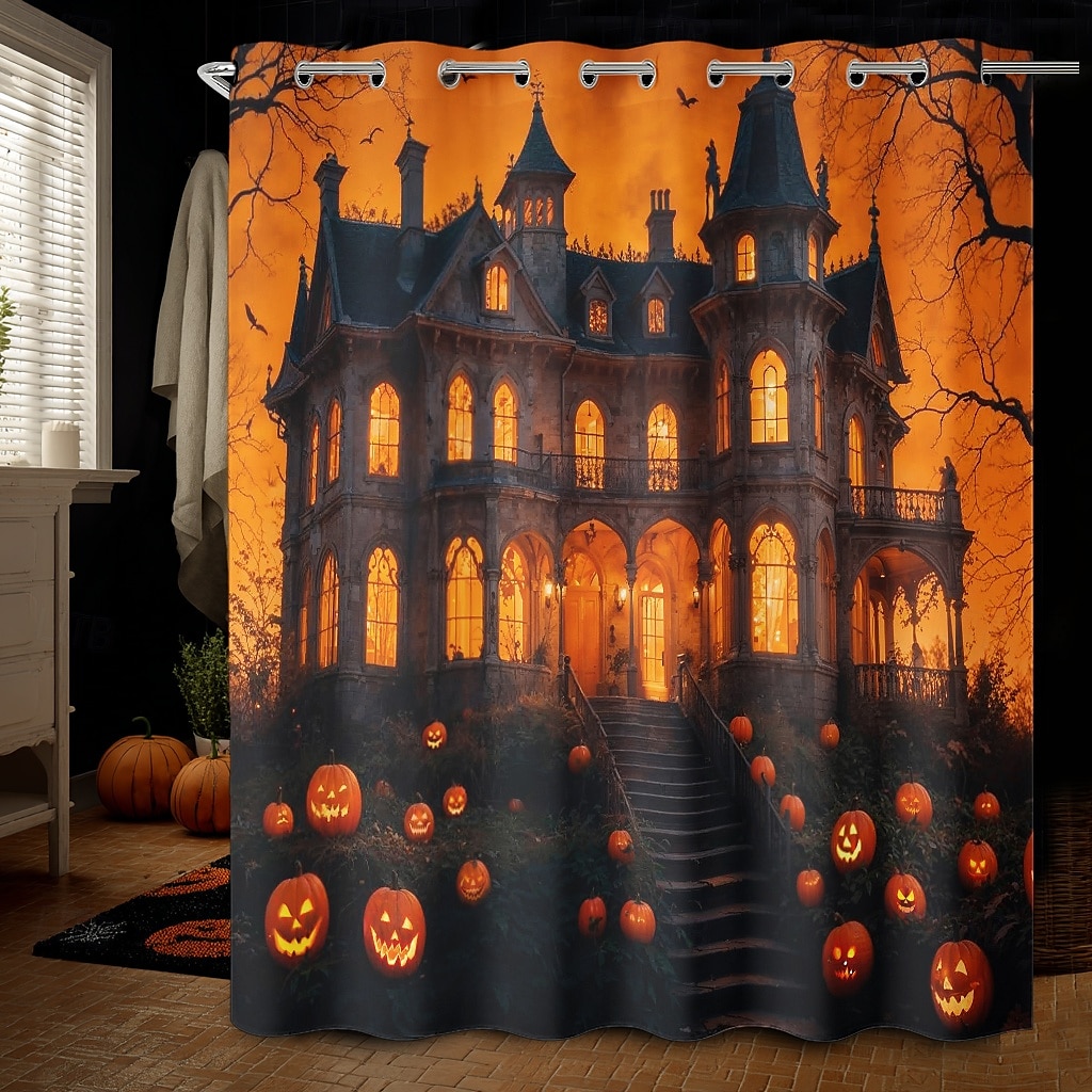 κουρτίνα ντους για το Halloween με γάντζους, πλενόμενη αδιάβροχη διακόσμηση μπανιέρας μπάνιου με πολυεστέρα 2025 - $19.99 –P9