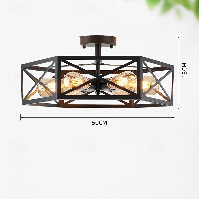 Lampada da soffitto nera a filo, lampadari moderni in stile fattoria con gabbia esagonale in metallo, lampada da soffitto industriale per cucina, corridoio, bagno, ripostiglio, 3 luci del 2025 a $138.99 –P5