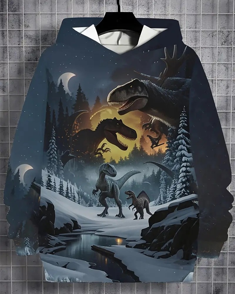 Pojkar 3D Dinosaurie Huvtröja Långärmad Vår Höst Mode Streetwear Barn 4-12 år Huva Utomhus Ledigt Dagligen Normal 2025 - $18.99 –P4