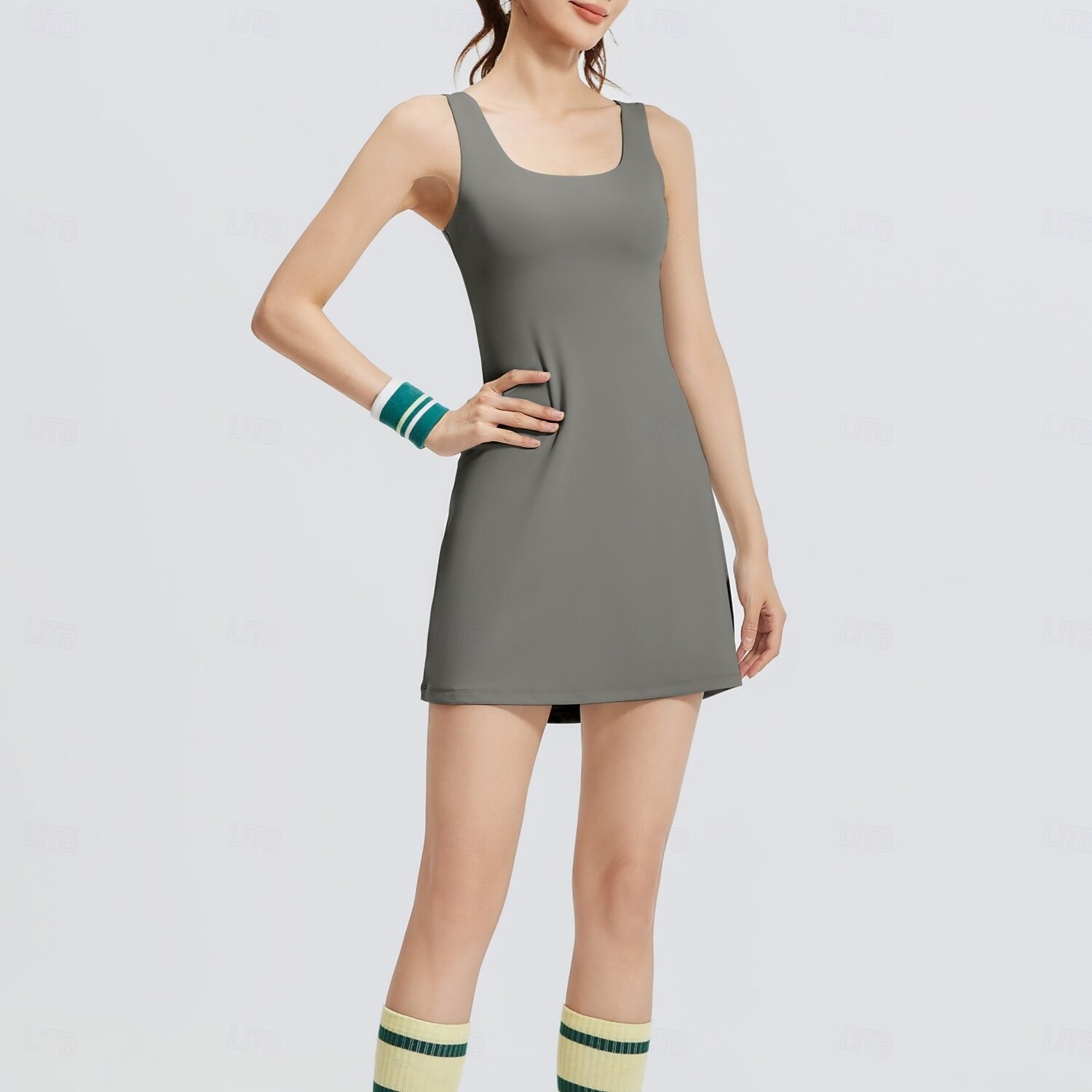 Női Egyszínű Teniszruha Teniszszoknyák rövidnadrággal 1 darab Ujjatlan Sportos Csökkenti a kopást Rugalmas Profesionalni Tenisz Futás Fitnesz Pántos U-alakú Szoknyák Ruhák Fekete Fehér Szürke Spandex 2025 - $35.99 –P3