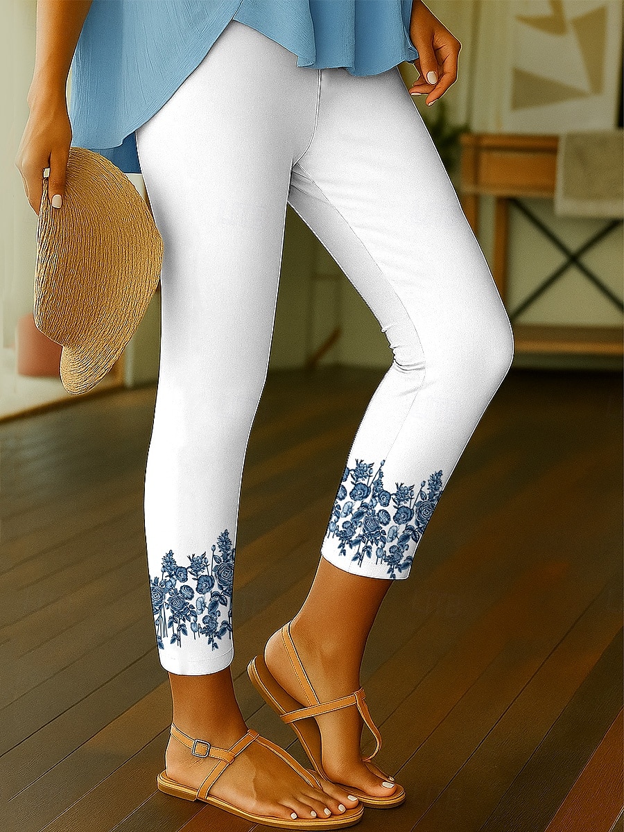 Femmes Leggings Vacances ancien Style Ethnique Longueur cheville Taille haute Fleuri Graphique Impression 3D Séchage Rapide Respirabilité Doux Élastique Extérieur Maison Décontracté Noir Blanche Bleu de 2025 ? $19.99 –P3