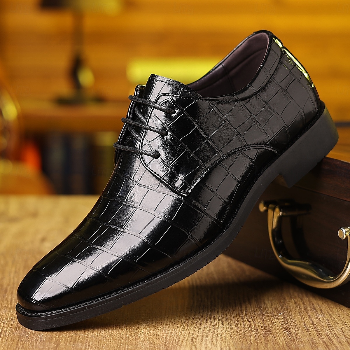 scarpe oxford da uomo in similpelle con stampa coccodrillo verde – stile stringato lucido per gentiluomini eleganti, cocktail party e incontri di lusso del 2025 a $34.99 –P5