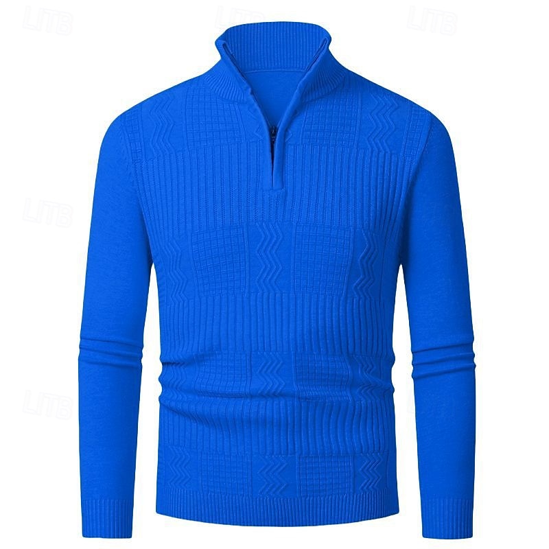 Herren Pullover Pullover mit Viertelreißverschluss Strickpullover Zopfmuster Stricken Normale Oberteile Gestrickt Einfach Viertelreißverschluss Mode Lässig Urlaub Alltagskleidung Bekleidung Herbst 2025 - $22.99 –P14