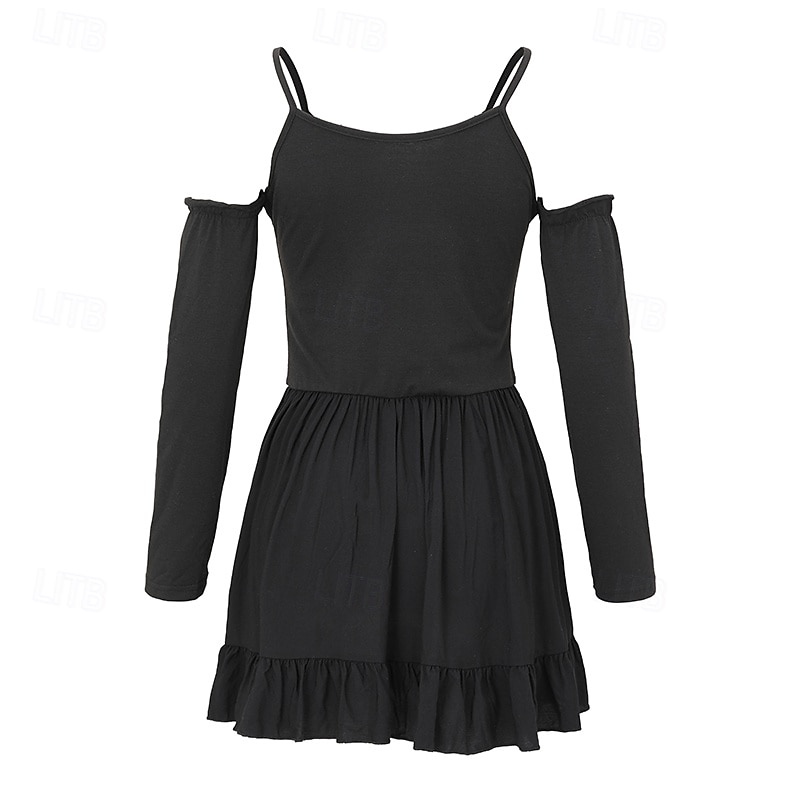 Dame Mini kjole Boho-kjole Western kjole Klassisk Moderne utendørs Feriereise Ferie Normal عادي Langermet Løse skuldre Svart Sommer 2025 - $31.99 –P5
